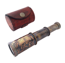 6&quot; Antique Brass Dolland London Telescope Vintage Spyglass in Leather cover - £19.19 GBP