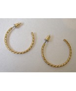 Gold Metal Earrings Twisted Rope Open Hoop Pierced Post Cute Fashion Jew... - $15.00
