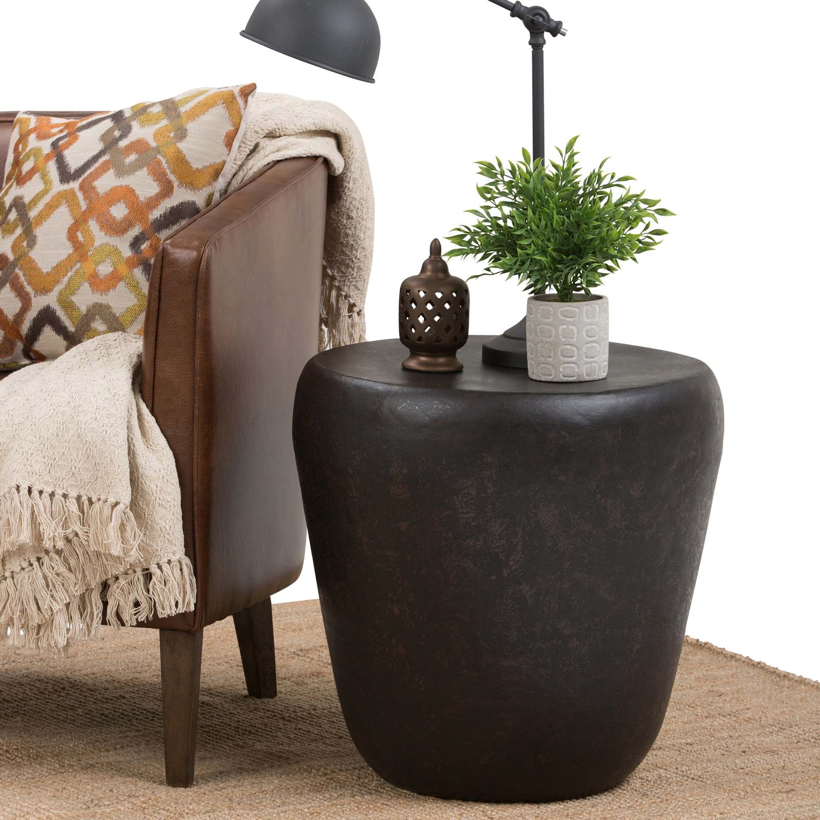 Garvy Rustic Bronze Metal Side Table | Industrial Accent Furniture Item image 6