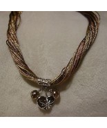 ANGELIQUE DE PARIS Three Tone Bronze Heart Necklace gold brown tone NEW - £121.09 GBP