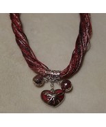 ANGELIQUE DE PARIS Three Tone Heart Necklace red multi NEW - £110.08 GBP