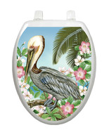 Toilet Tattoos Toilet Seat Pelican  Vinyl Reusable Blue Pink - $37.23 CAD