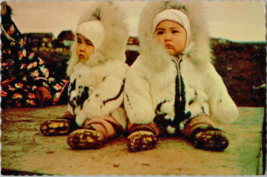 Postcard Alaska Eskimos Twins Bundled Up in the Arctic Region 6 x 4 ins - £3.94 GBP
