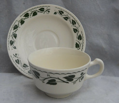 3 HOMER LAUGHLIN SYLVAN COFFEE CUP SAUCER SETS GREEN IVY LEAVES BRITTANY... - $16.54