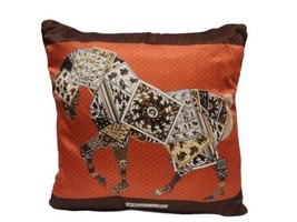 Hermes Paris &quot;A Cheval Sur Mon Carre Equestrian Silk Scarf Square Pillow Cover - £671.11 GBP