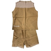 Vintage 60s White Stag Cotton Sailcloth Shorts Set Pink Trim Brown S/M - $93.01