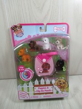 Puppy in my Pocket 5 puppies pink clip on pouch new  dented box Just Play 2017 - $29.69