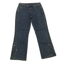 Baccini Studded Denim Blue Jeans ~ Sz 8P ~ Bootcut ~ Flap Pockets ~ 28&quot; ... - $13.49