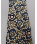 Mickey Mouse Disney Paisley Tie Mickey Inc 100% Silk Men&#39;s Blue Green - £8.60 GBP