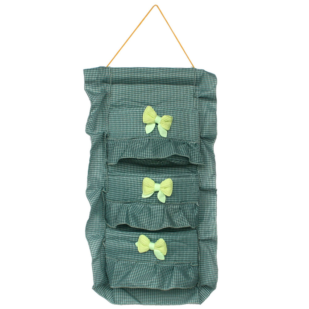 [Plaid & Bowknot] Green/Wall Hanging/Hanging Baskets(11*21)
