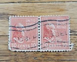 US Stamp John Tyler 10c Used Strip of 2 815 Fancy Cancel - £2.96 GBP