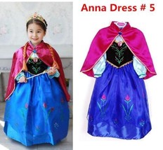 FROZEN Princess Anna Elsa Queen Girls Cosplay Costume Party Formal Dress Anna #5 - £11.05 GBP+