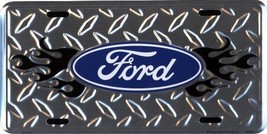 Hangtime Ford Diamond Emboss 6 x 12 Metal auto tag with Universal mounti... - $4.88