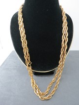 Monet Necklace Rope Twist Chain 56&quot; Long Designer Gold Tone Links Circle... - $9.89