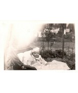 ANTIQUE PHOTO 1943 B &amp; W 2 3/4&quot; x 2 1/2&quot; 9 MONTH OLD BABY SMILING IN CAR... - $0.99