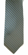 Men&#39;s CALVIN KLEIN CK Striped Tie Shiny Blue &amp; Green w/ Tags 100% Silk M... - £14.85 GBP