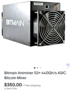 Bitmain antminer S3 with power supply - £276.37 GBP