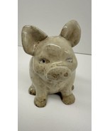 Handmade Ceramic Pottery Pig 4&quot; FARM Glazed Clay Gray Folk Art Decor - €14,58 EUR