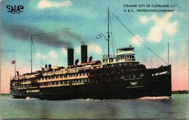 Vintage Lino Cartolina Steamer Navicella City Of Cleveland III - D &amp; Circa Lago - £8.97 GBP