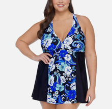 Swim Dress Black And Paisley Print Plus Size 22W Island Escape $79 - Nwt - £14.37 GBP