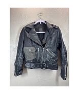 Allsaints Rayna Biker Sheep Leather Belted Black Moto Jacket Womens Size 6 - $355.27 CAD