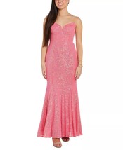 NIGHTWAY Women&#39;s Sequined Strapless Gown Neon Pink Size 12 $219 - £94.97 GBP