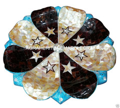 15&quot; Fine Marble Dry Fruit Bowl Abalone Stone Kitchen Decor Inlay Work Ma... - £277.76 GBP