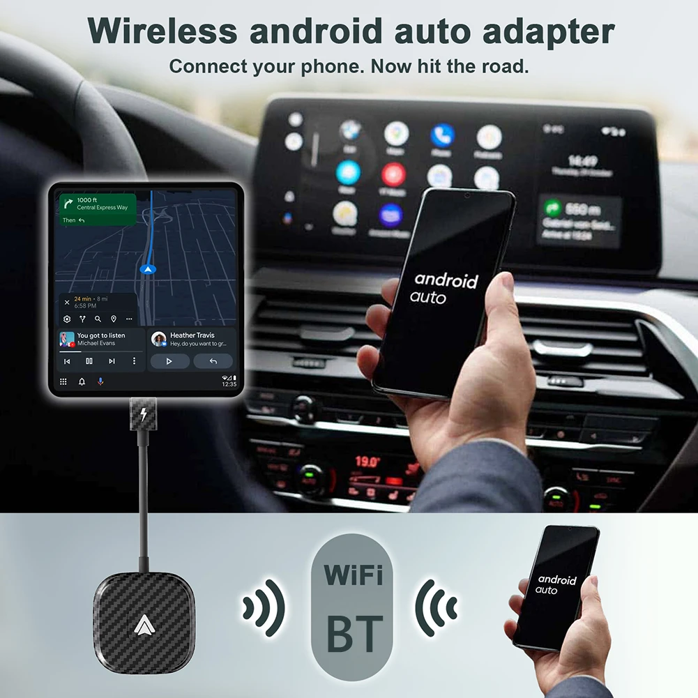 Car Wireless Adapter for Android 11 Support Cars with CarPlay Bluetooth-Compat - £40.24 GBP