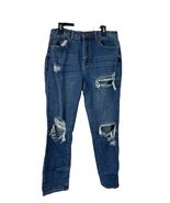 Forever 21 Women’s Distressed Ripped Blue Jeans Size 27 High Rise Straight - $22.42 CAD