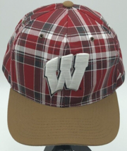 Wisconsin Badgers Trucker Mesh Plaid Snapback Zephyr Authentic Hat Cap - £11.51 GBP