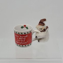 Vintage Enesco Mini Christmas Mug and Attached Bear Have Yourself a Merry Little - £12.65 GBP
