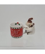 Vintage Enesco Mini Christmas Mug and Attached Bear Have Yourself a Merr... - £12.54 GBP