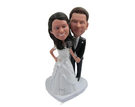 Custom Bobblehead Bride And Groom In Their Wedding Attire Ready For Photo Shoot  - £119.52 GBP