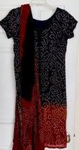 WOMENS  India Kurta And Dupatta Navy,Burgundy,Brown  Silk Line Flower De... - $24.75