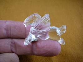 (Y-PEG-RU-553) PEGASUS flying clear glass winged horse Figurine carved m... - $14.01