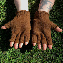 Alpaca Gloves - Soft Warm Fair Trade Hand Knit Fingerless Brown Wool Mit... - £33.80 GBP