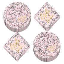 Live It Up! Party Supplies Pink &amp; Gold Diamond Bride to Be Paper Dessert Plates  - £8.60 GBP