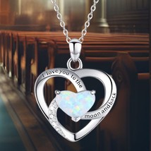 925 Sterling Silver Heart Necklace with Blue Opal - $108.00