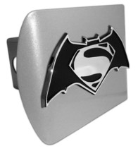 SUPERMAN S BATMAN EMBLEM ON BRUSHED CHROME METAL USA MADE TRAILER HITCH ... - £62.94 GBP