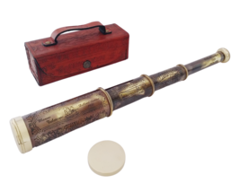 15&quot; Antique Marine Brass Dolland London 1920 Telescope with lid in Leather cover - £39.40 GBP