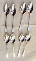 antique 1847 ROGERS IS LOVELACE SILVERPLATE FLATWARE 8 SOUP SPOONS shiny... - $42.08