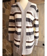 Margaret O&#39;Leary Wool Blend Cydney Cardigan Hoodie Grey Stripes Size XS - $185.40 CAD