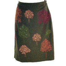 GRACE ELEMENTS Pencil Knee Skirt Wool Blend Tree Print Womens Size 8 - £12.67 GBP
