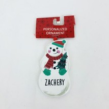 ZACHERY Personalize Name Holiday Ornament Snowman 3.5&quot; Ceramic-NWT - £7.69 GBP