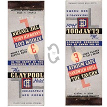 Vintage Matchbook Cover Atrium Cafe Claypool Hotel Indianapolis IN 1930s... - £7.88 GBP