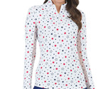 NWT Ladies IBKUL CELEBRATION WHITE RED Long Sleeve Mock Golf Shirt  S &amp; XXL - $64.99