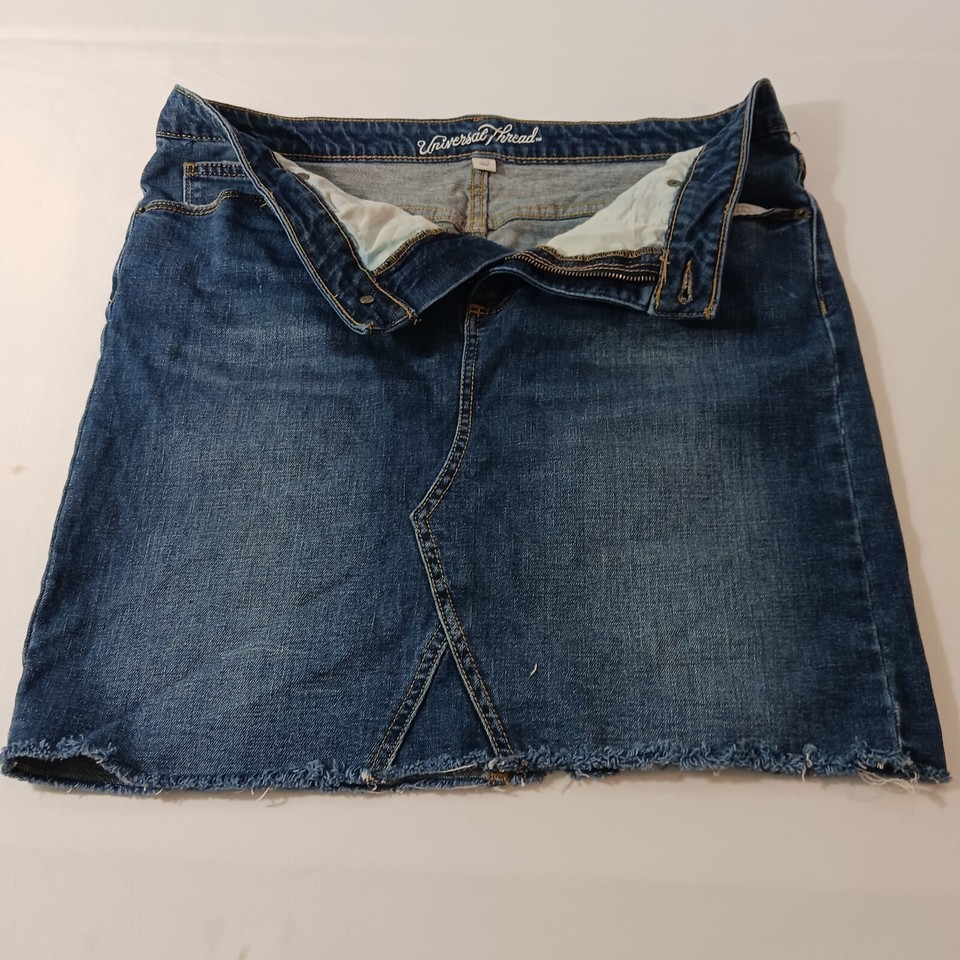 Universal Thread Women's Blue Denim Cotton Blend 1/4 Front Zip Skirt Size 14/32 Item image 11
