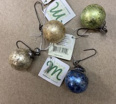 Midwest CBK Mini Kuegel ornament glass ball lot of 4 Glittered Assorted - $14.87