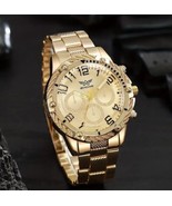 Men&#39;s Business Fashion Watch with Gold Bezel Gold Rope Quartz Fast Free ... - £15.55 GBP