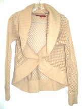 Beige Tan One Button Open Weave Sweater by J.J. Basics Size S - £21.54 GBP